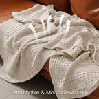 Lightweight Cotton Blanket for Summer, waffle weave moves air through the fabric
