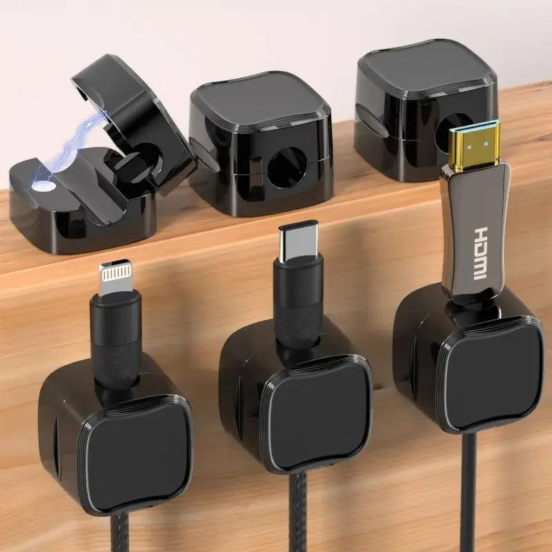 Magnetic Cable Organizer for Desk, magnetic hold, cable clicks in and out