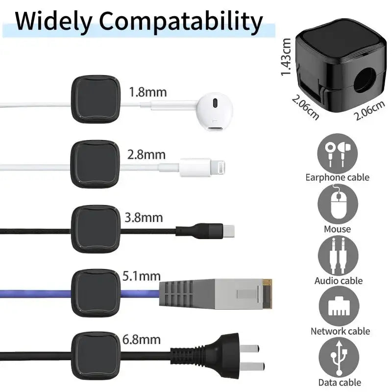 Magnetic Cable Organizer for Desk, six clips per pack