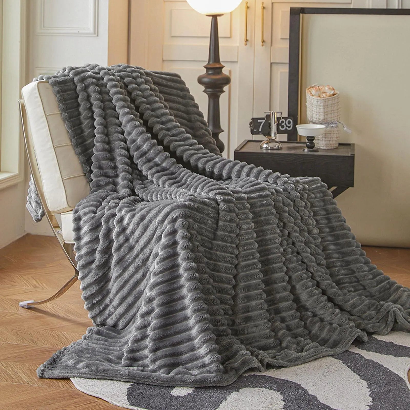 Plaid Faux Fur Blanket