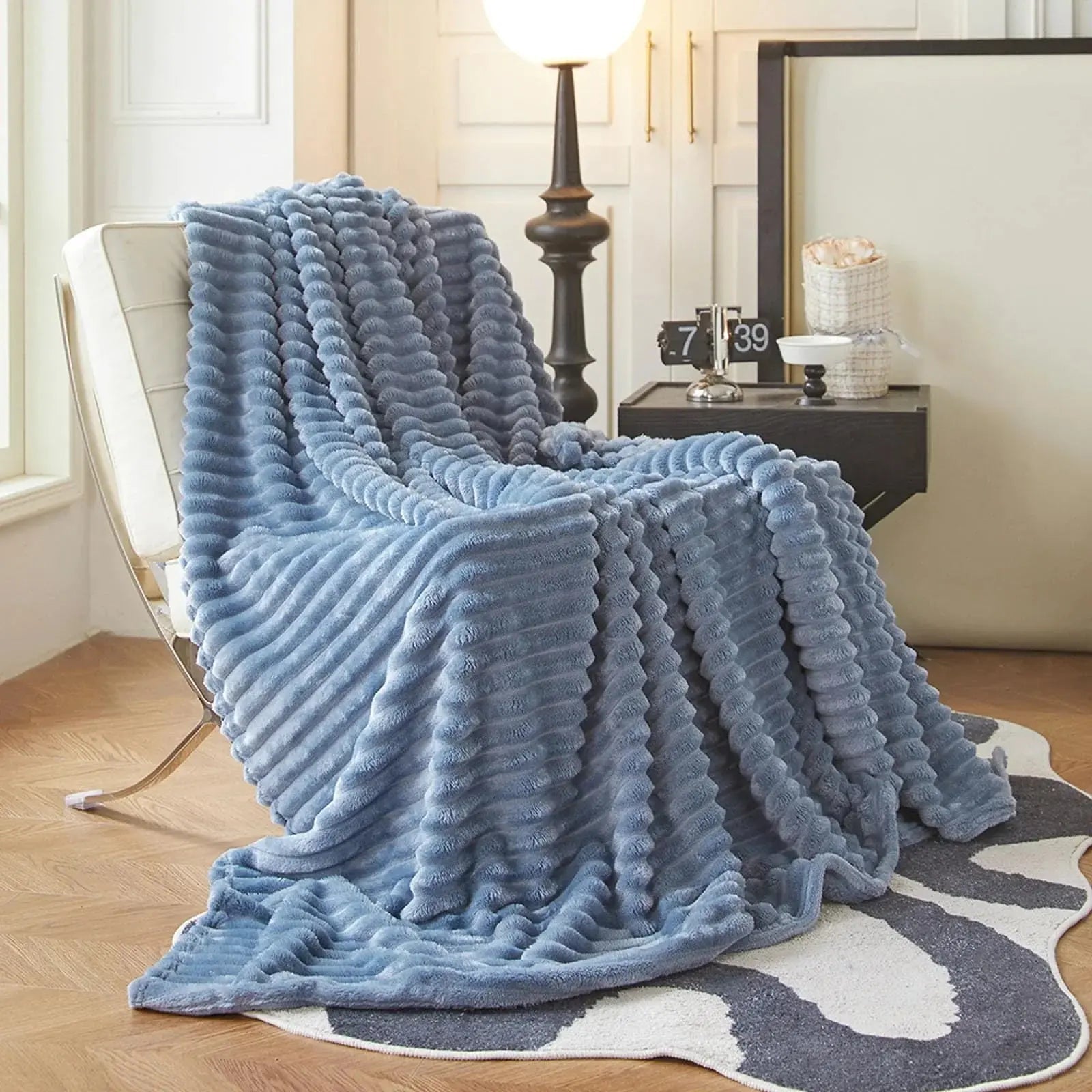 Plaid Faux Fur Blanket