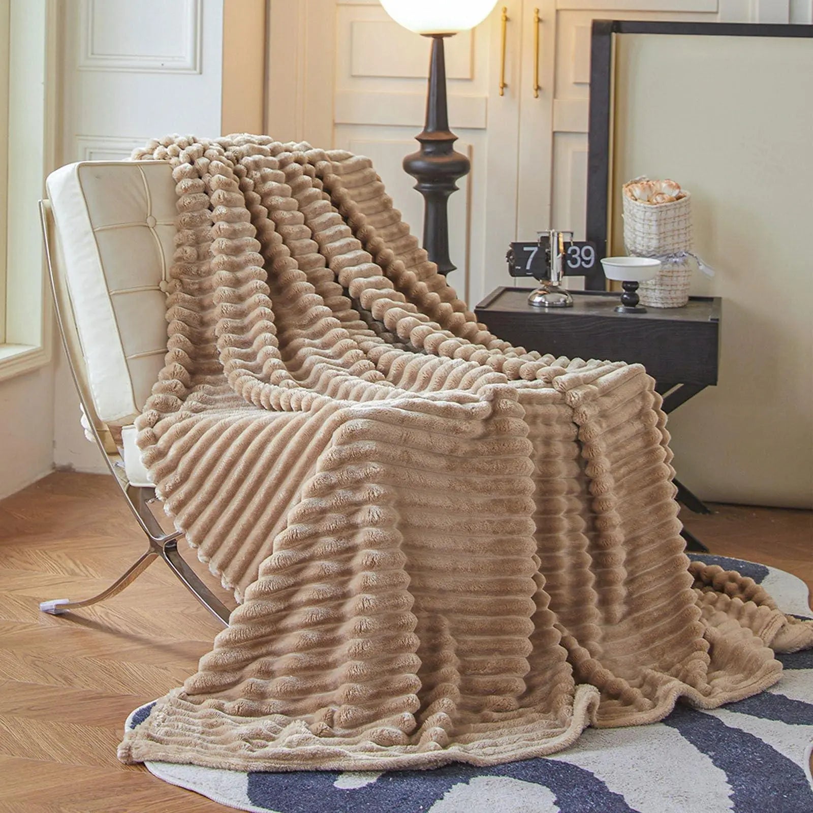 Plaid Faux Fur Blanket