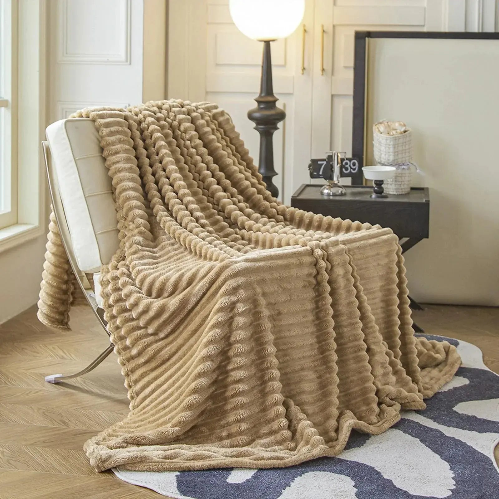 Plaid Faux Fur Blanket