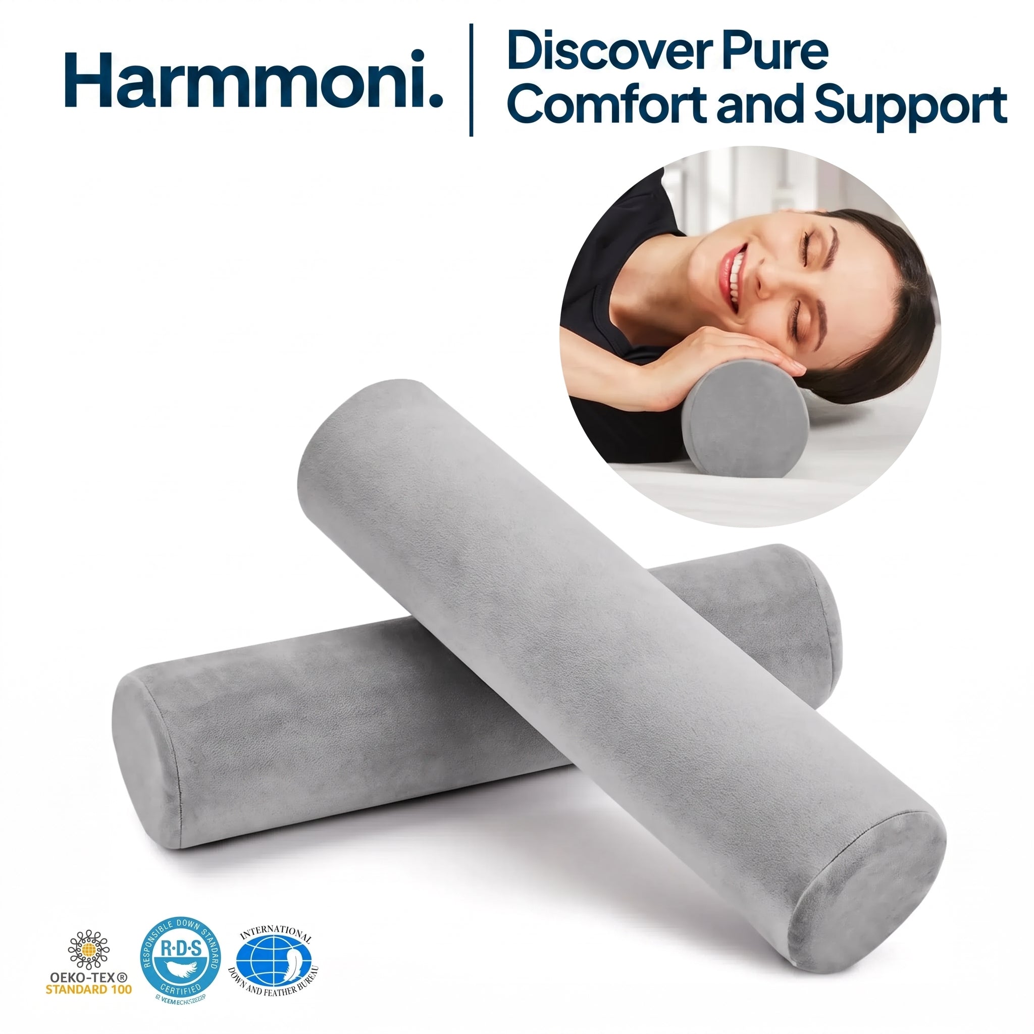 Bolster Neck Roll Pillow Set