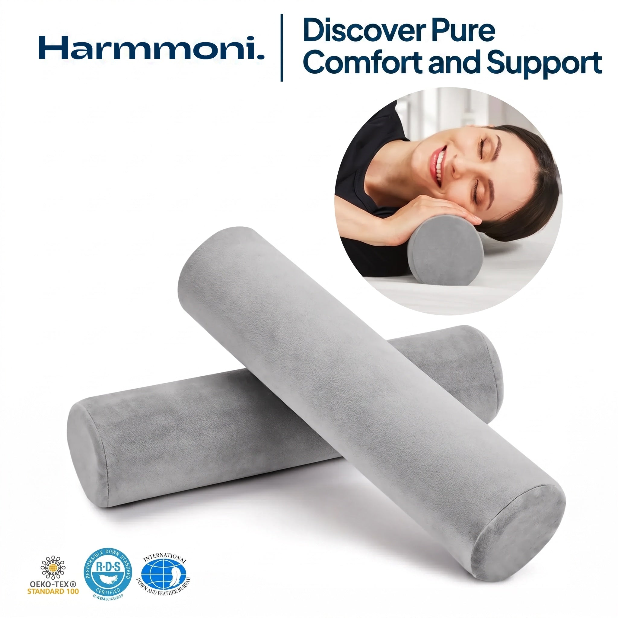 Bolster Neck Roll Pillow Set