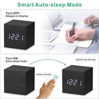 Sound Activated Wooden Alarm Clock, sound activated LED, dark until called
