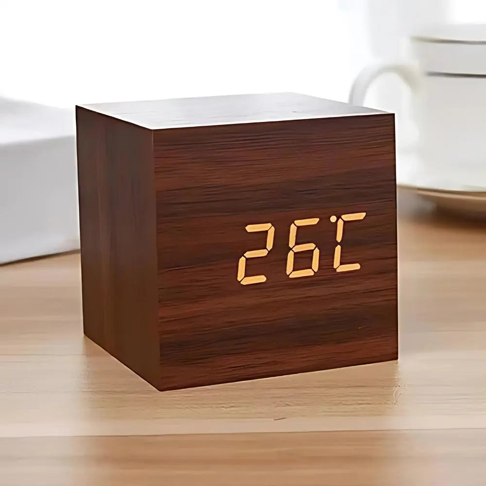 Sound Activated Wooden Alarm Clock, USB or AAA battery power