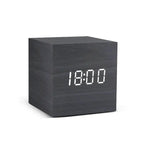 Sound Activated Wooden Alarm Clock, time and temperature on one face